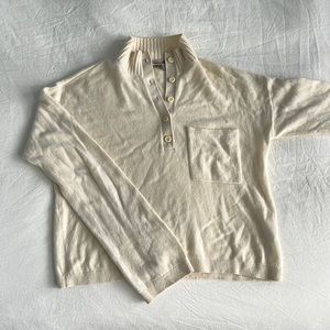 Everlane ReCashmere Button Mockneck Size Medium Color Cream